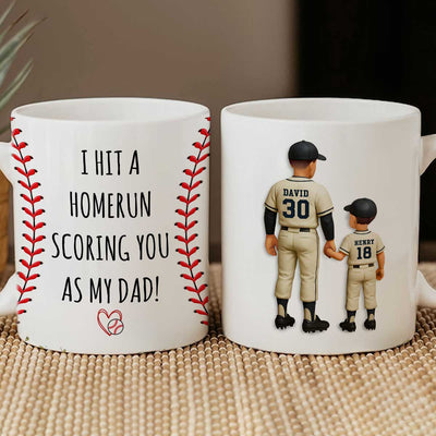 I Hit a Home Run Scoring You as my Dad Personalized Mug, Father's Day Gift for Baseball Dad