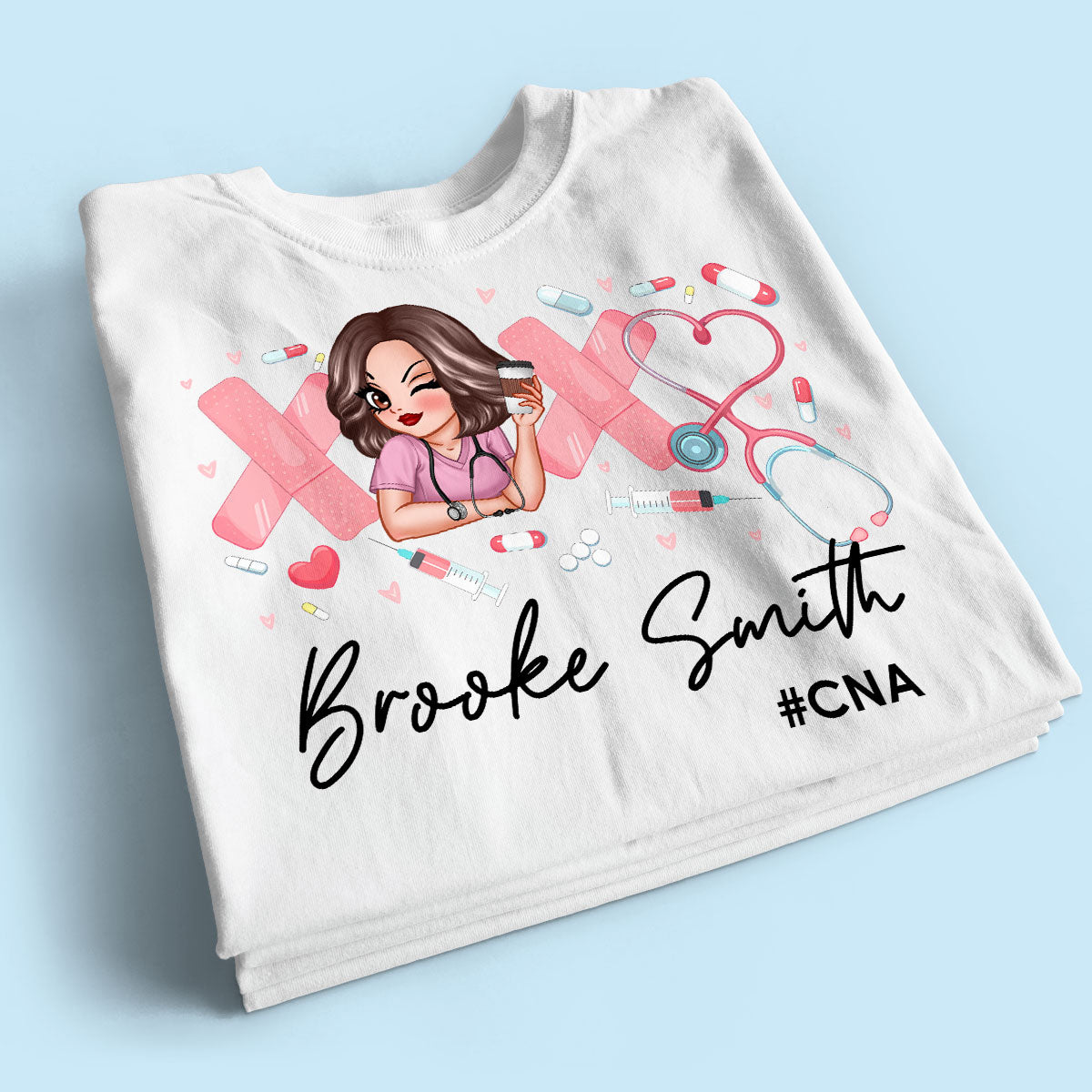 Pink Coquette XOXO Nurse Personalized Shirt, Birthday  Gift For Nurse Wife, Girlfriend, Bestie
