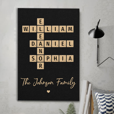 Family Crossword Art - Created In A Moment, Treasured Forever - Personalized Canvas Prints