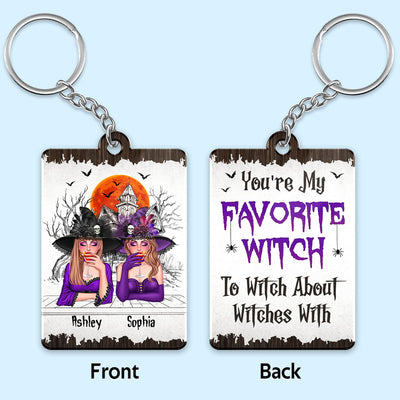 Halloween Witches Sketch Haunted House Gift For Best Friends Personalized Acrylic Keychain