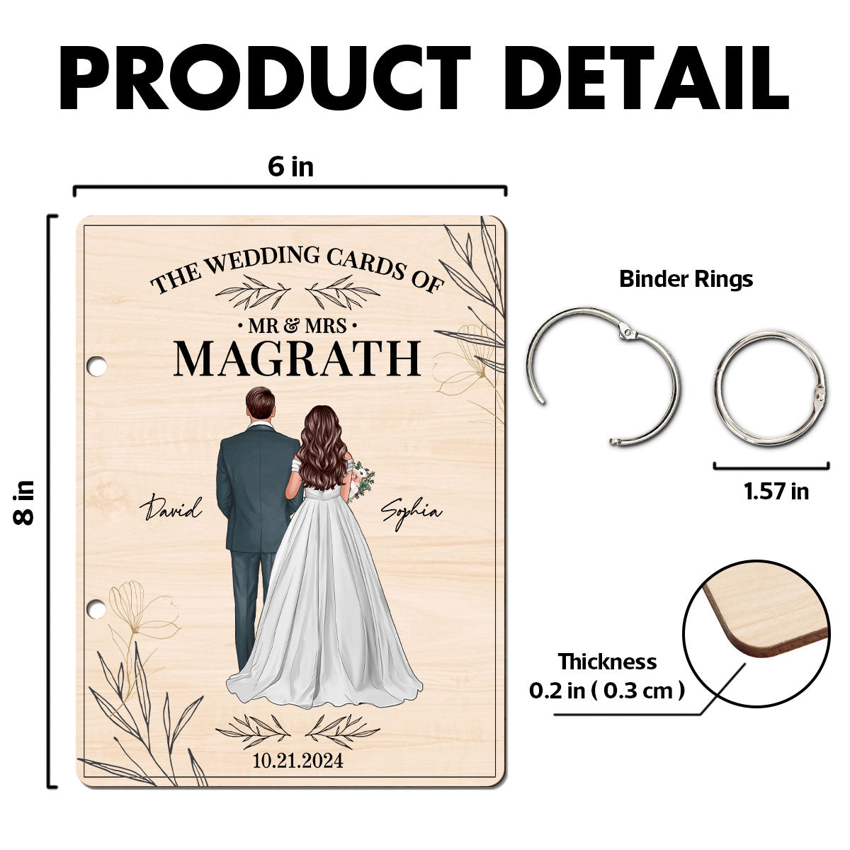 Floral Wedding Couple Personalized Card Keeper, Wedding Shower Card Holder