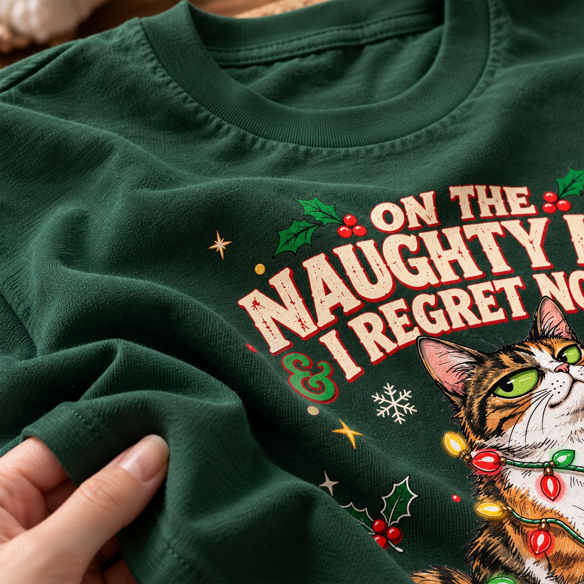 Meowy Catmas Bossy Cat Portrait From Your Photo - Personalized Shirt - Funny Festive Christmas Gift For Cat Lovers