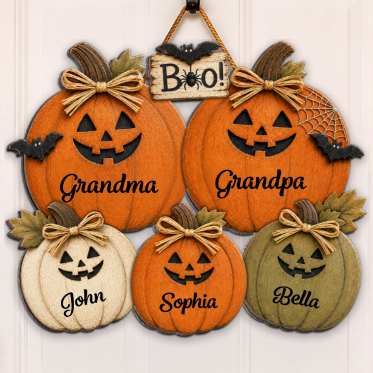 Trending Grandma Grandpa Halloween Pumpkins - Personalized Door Hanger - Fall Season Halloween Decor For Grandparents