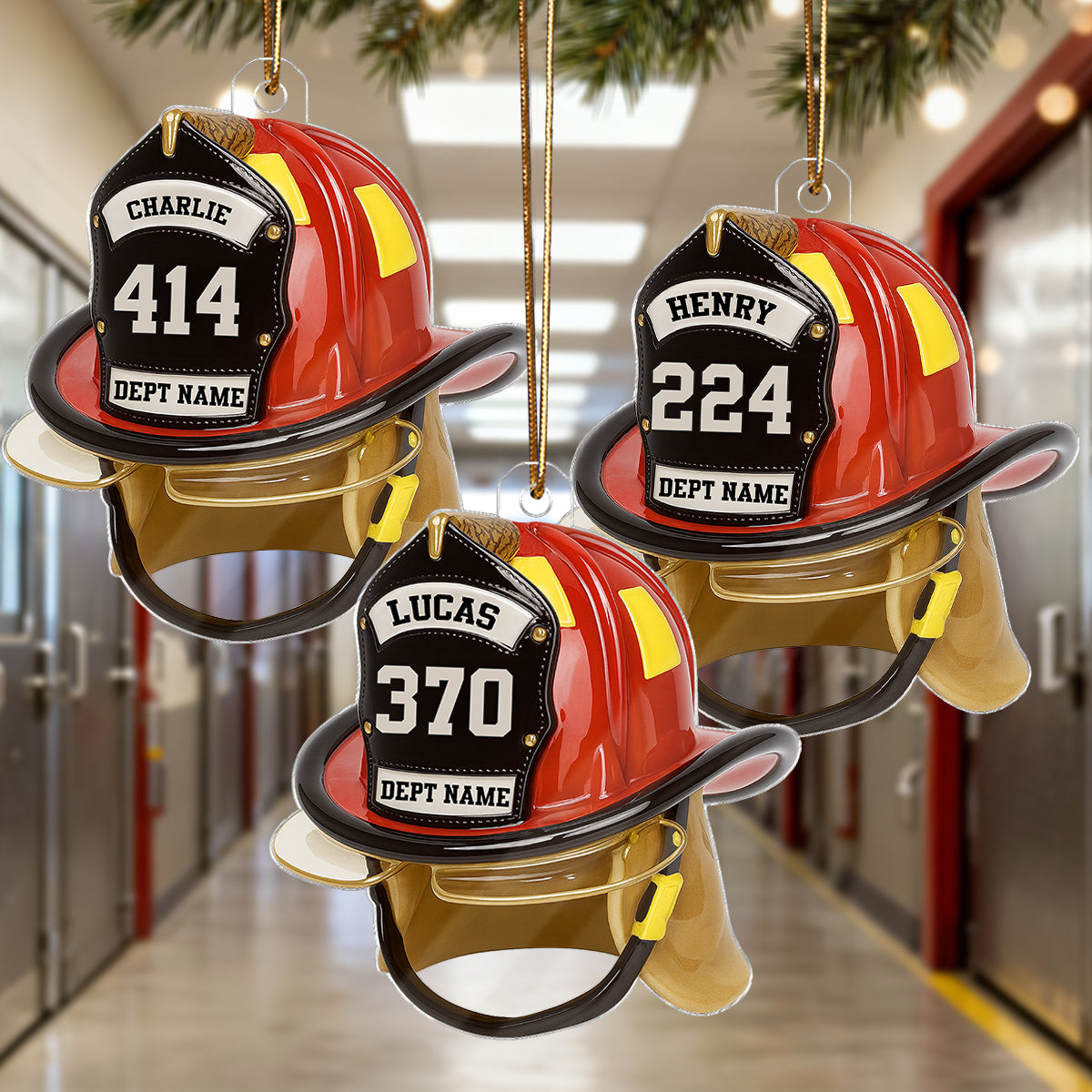 3D Effect Firefighter Helmet - Personalized Acrylic Car Hanger- Gift For Firefighter