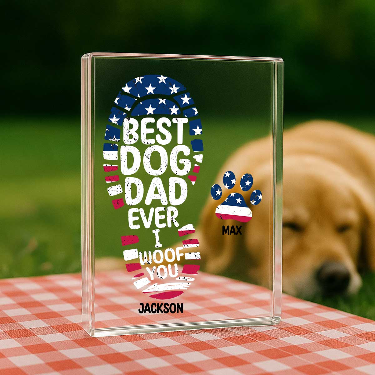 Best Dog Dad Ever We Woof You Personalized Acrylic Block Plaque, Father's Day Gift for Dog Dads