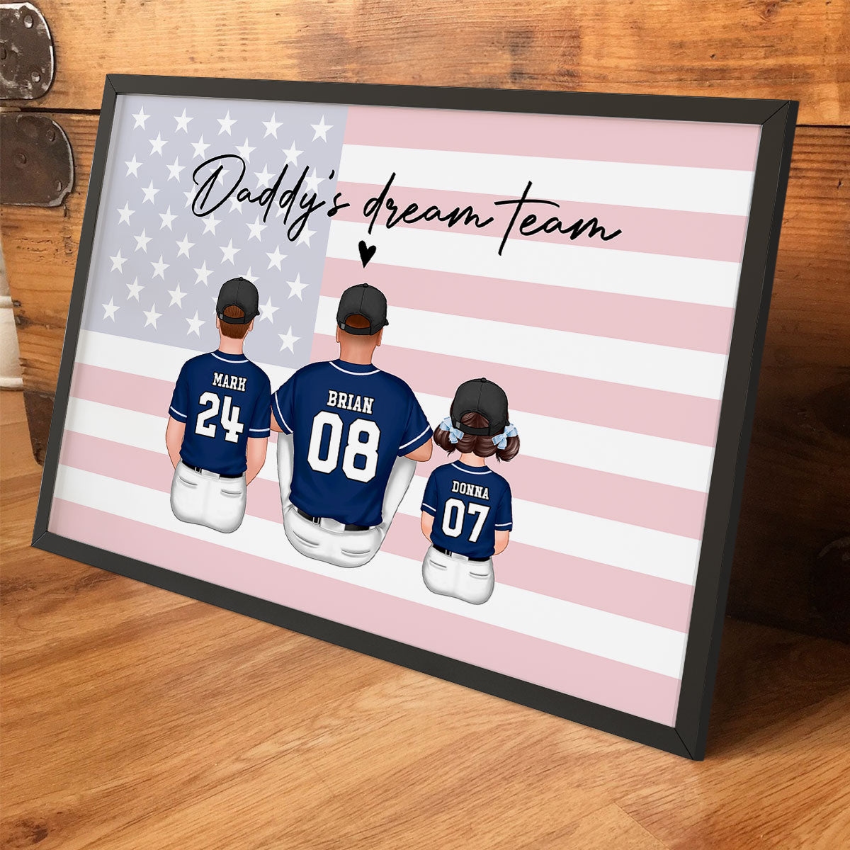 Baseball Family Sitting Personalized Poster Custom Gift for Dad, Husband or Family Room Decor