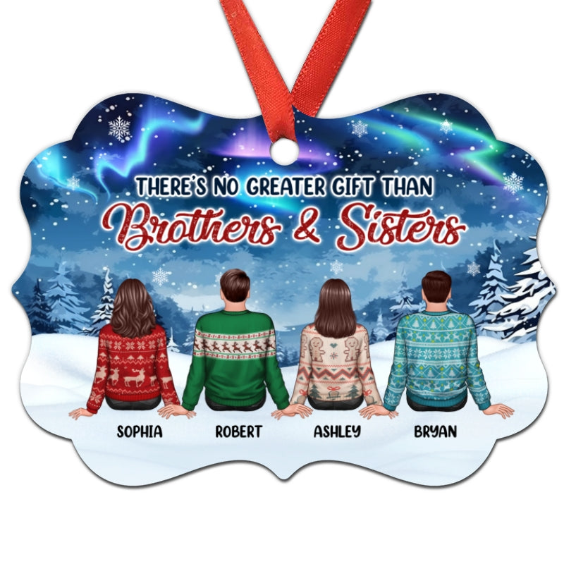 The Greater Gift Brothers Sisters Siblings Back View Personalized Christmas Ornament
