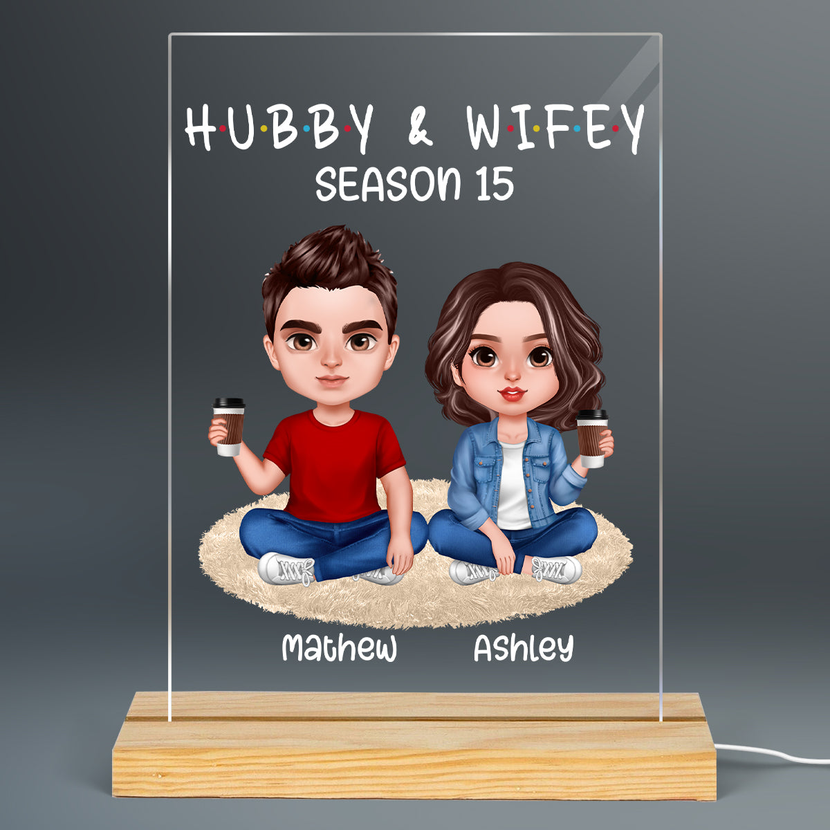 Hubby Wifey Realistic Doll Couple Personalized Acrylic LED Night Light