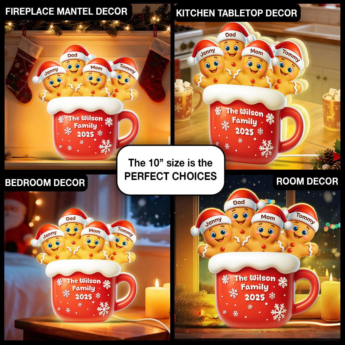 Family Gingerbread - Personalized Light Box - Heartwarming Festive Christmas Decor