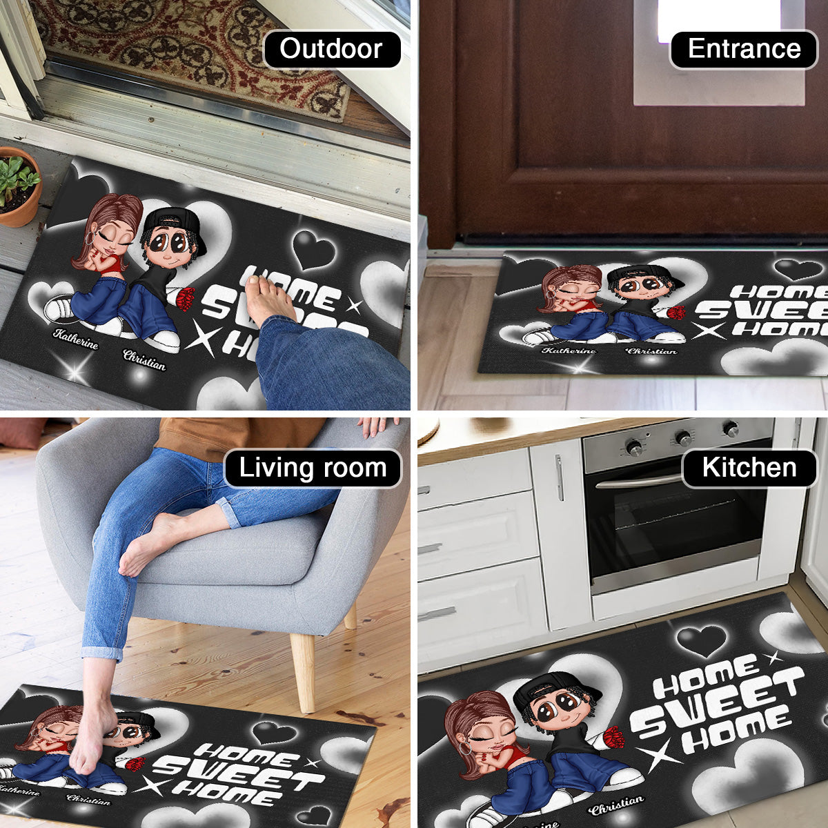 Y2K Couple Gift For Him For Her Personalized Doormat