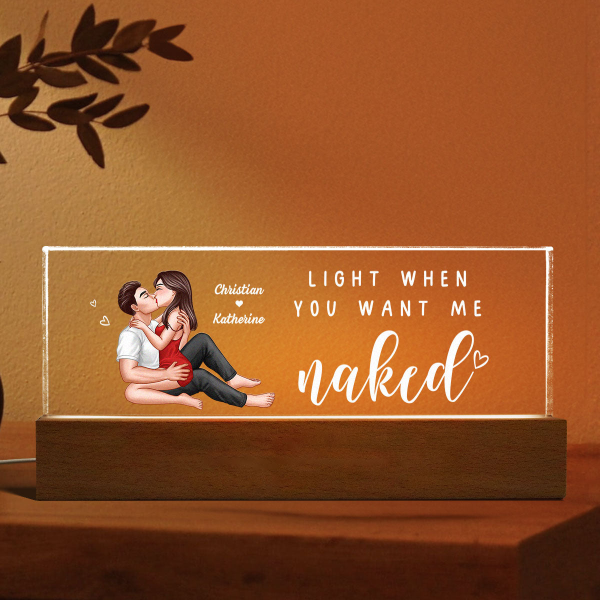 Light When You Want Me Naked Personalized LED Night Light, Gift For Him
