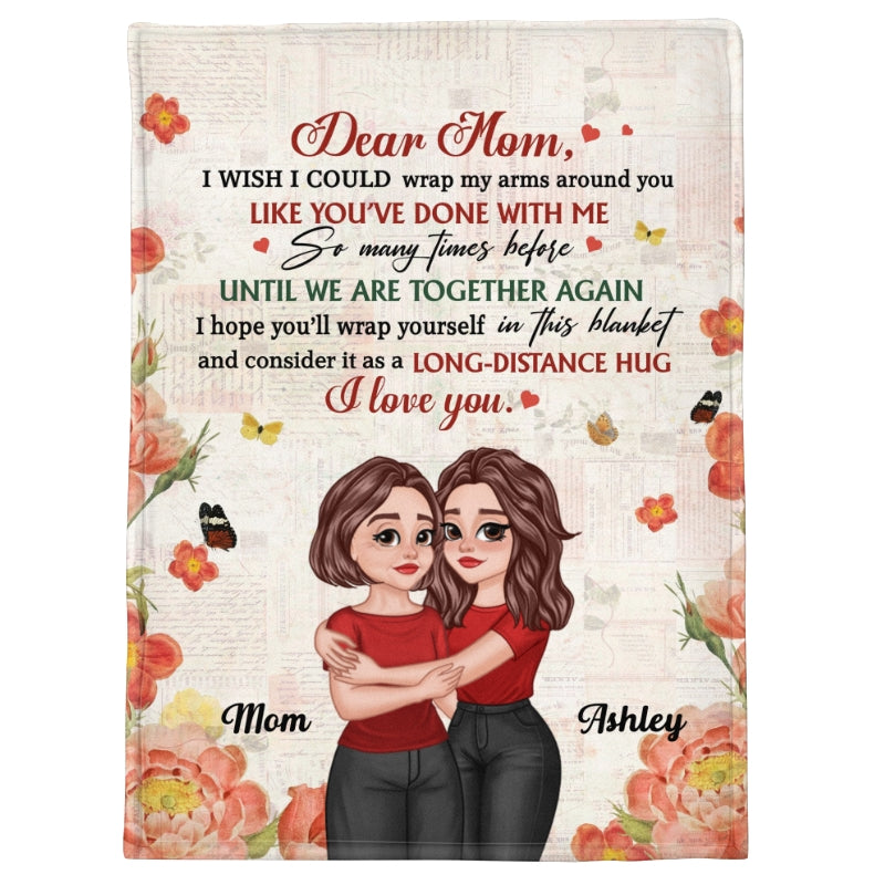 Hugging Cartoon Mother Daughter Wrap My Arms Around You Personalized Blanket
