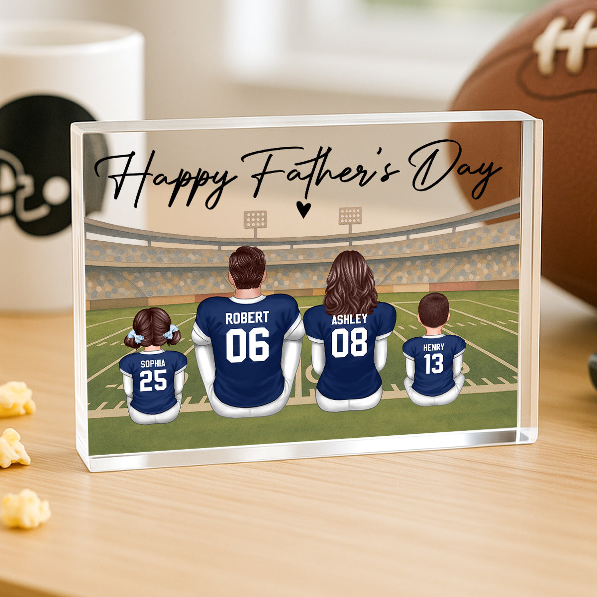 Retro Vintage American Football Daddy's Dream Team Personalized Acrylic Block Plaque| Unique Father's Day Gift For Dad, Husband