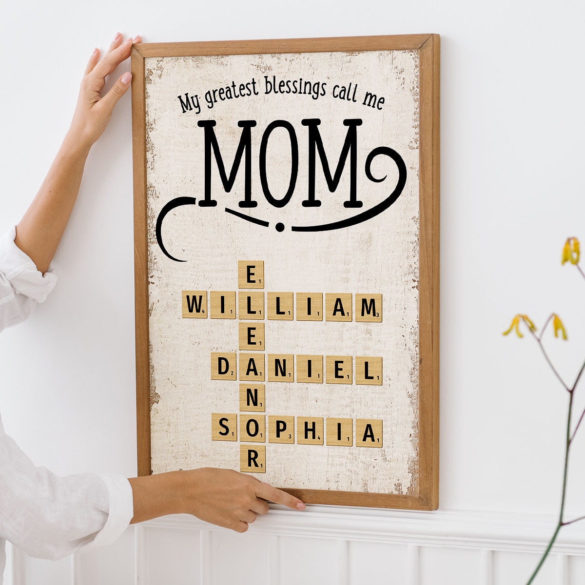 My Greatest Blessings Call Me Mom Grandma Personalized Poster, Crossword Puzzle Art, Gift for Mom Grandma