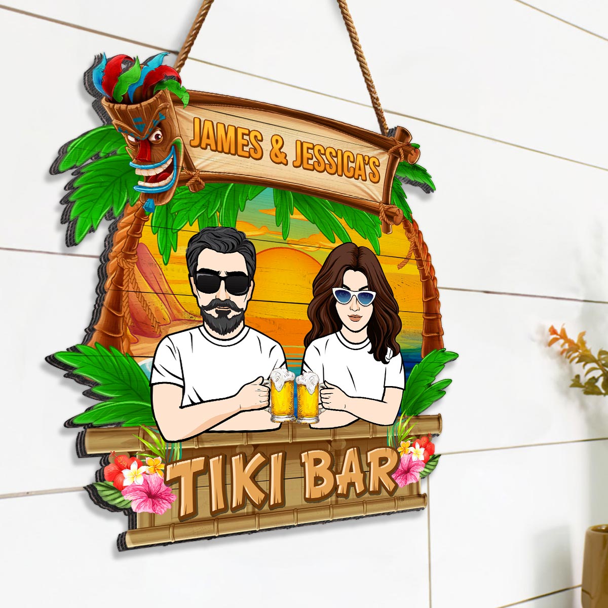 Tiki Bar Summer Gift Personalized Wood Sign
