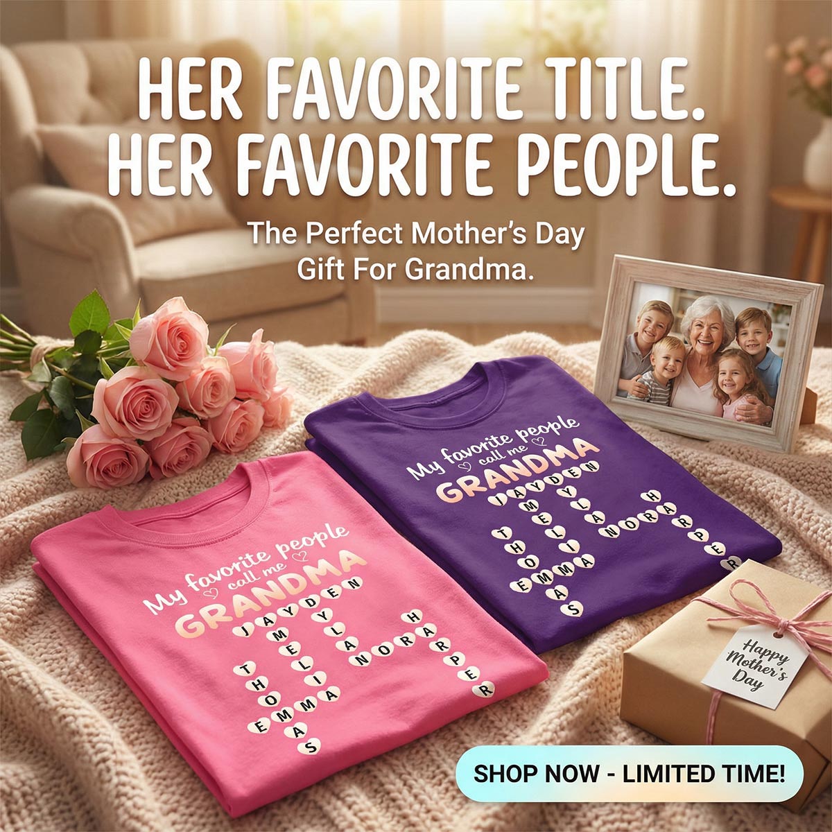 Favorite People Call Me Grandma Crossword Puzzle - Personalized Shirt - Mother's Day Gift For Grandma