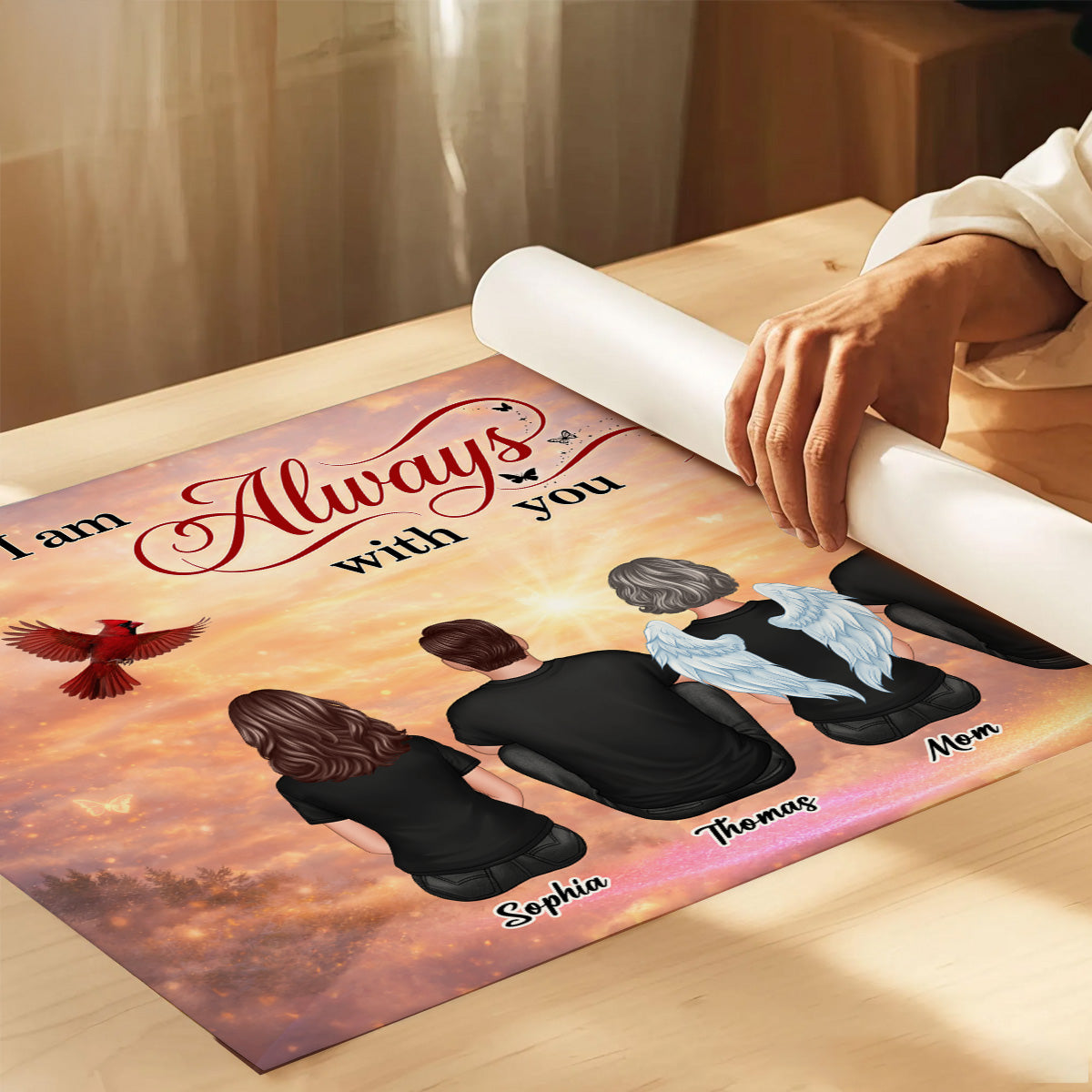Cardinal Heaven Sky Family Memorial Always With You - Personalized Poster - Gift For Memorial, Sympathy Gift, Remembrance Gift