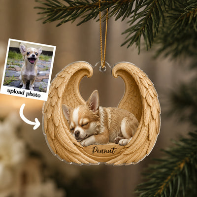 Dog Cat Memorial Angel Wings - Personalized Acrylic Ornament - Heartfelt Sympathy Gift for Pet Lovers