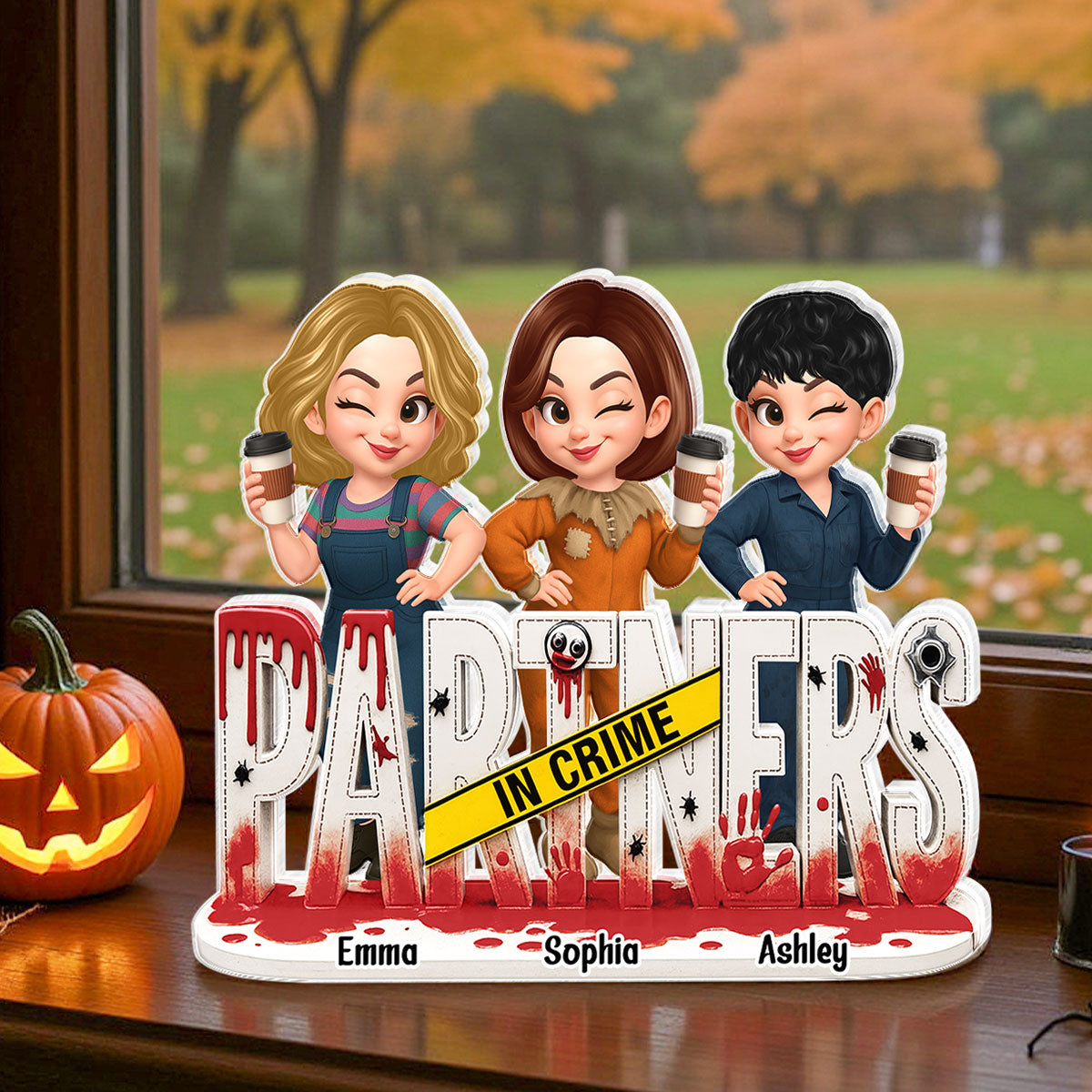 Partners In Crime Horror Halloween Besties Sisters Personalized Acrylic Block