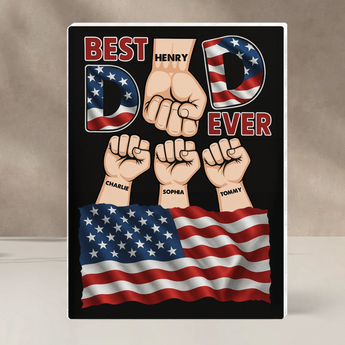 Best Dad Ever Nation Flag Personalized Acrylic Block Plaque, Father's Day Gift for Dad