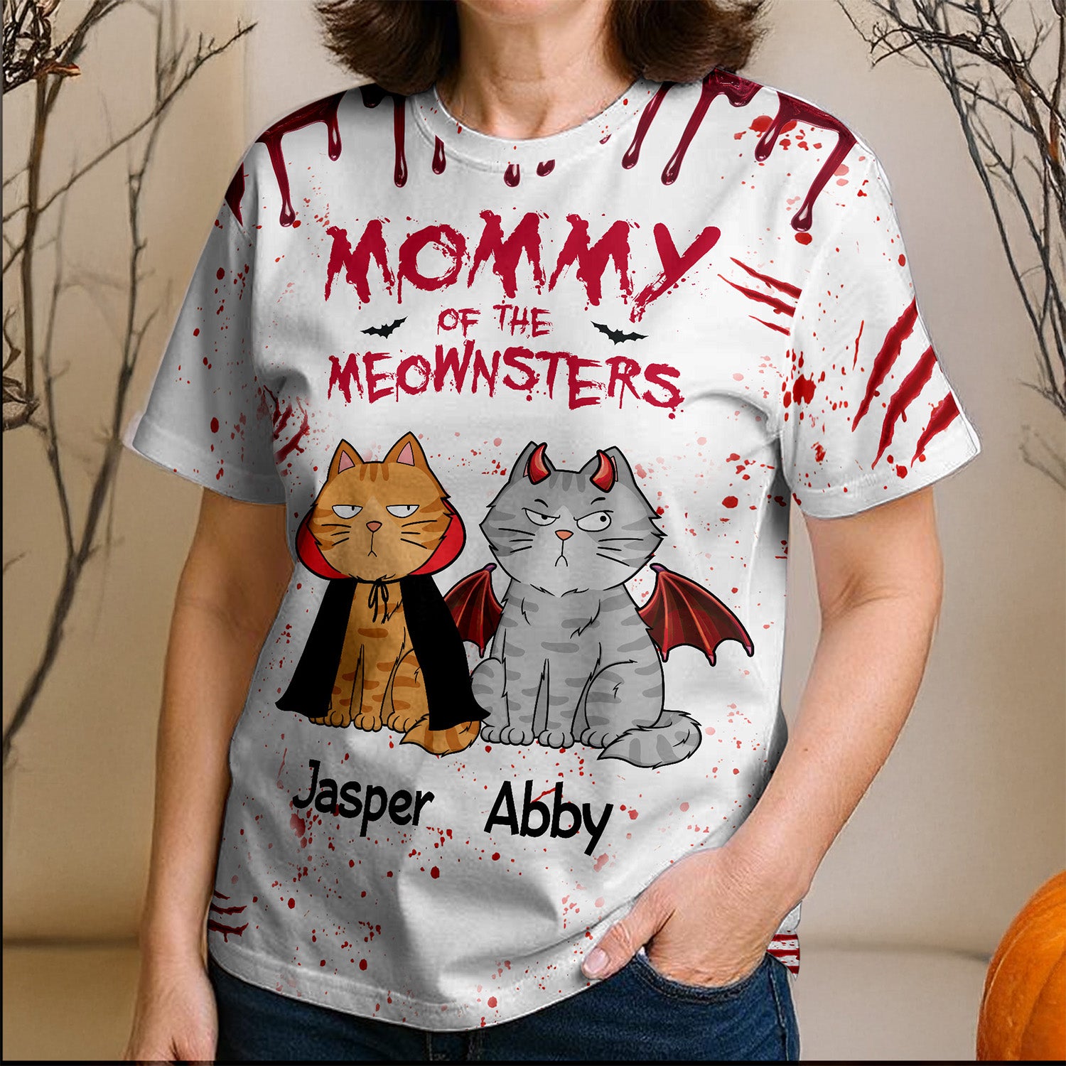 Halloween Mommy Daddy Of The Monsters Cats - Personalized 3D Shirt