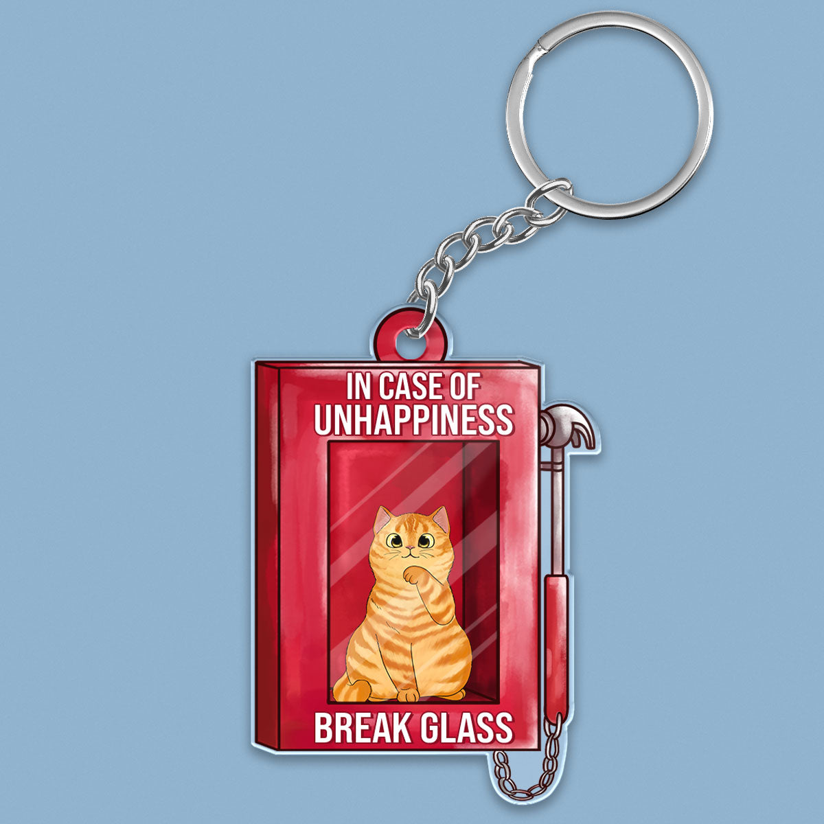 Fluffy Cat In Fire Hose Box Personalized Acrylic Keychain