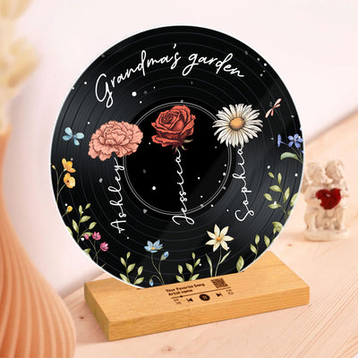 Grandma's Garden  Custom Vinyl Record Acrylic Song Plaque, Scannable QR Code, Personalized Birthday, Anniversary Gift for her and for him