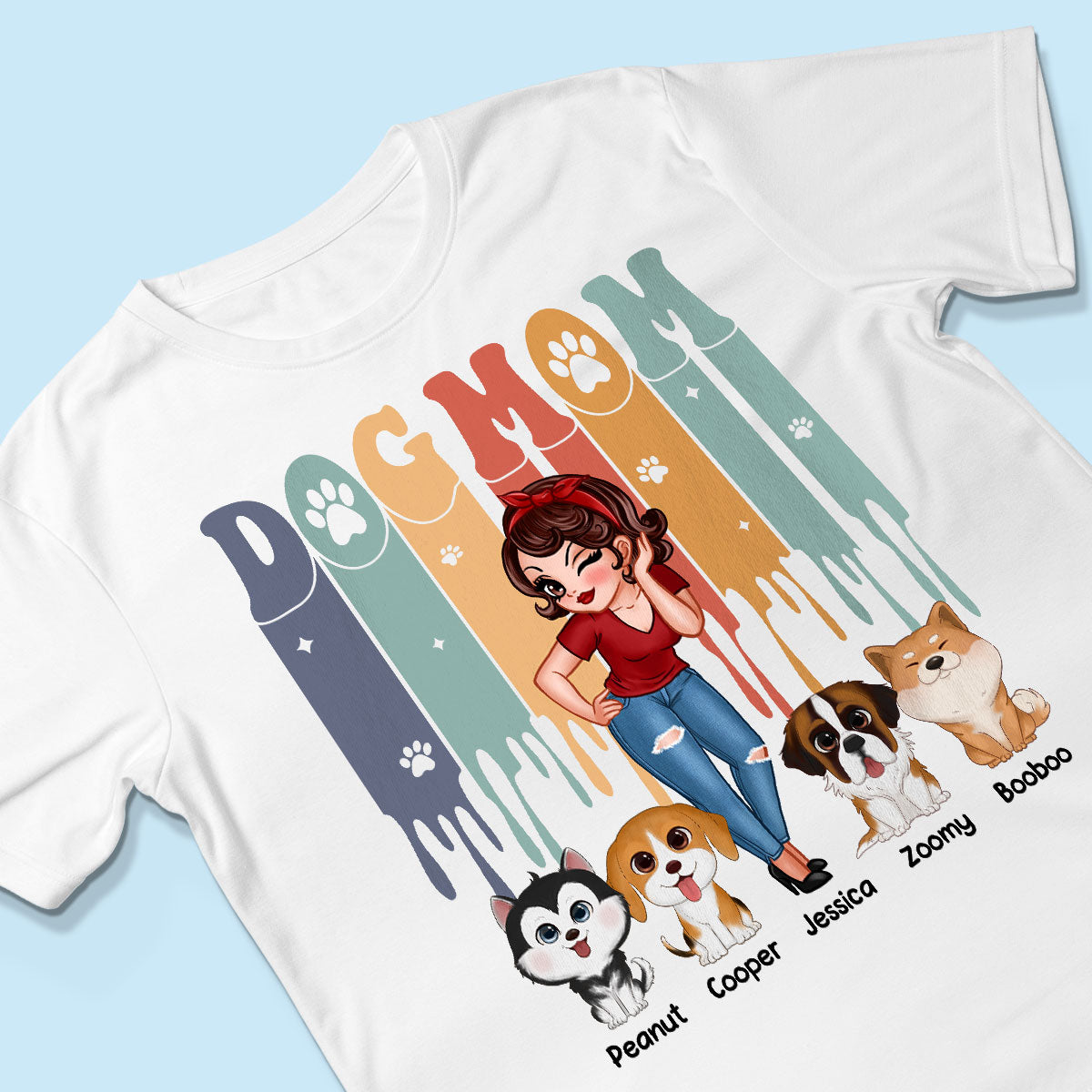 Dog Mom Retro Vintage Melting Personalized Shirt