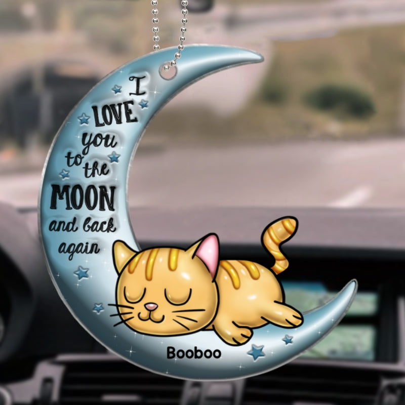 Cute Sleeping Cat Personalized Car Ornament, Gift For Cat Lovers