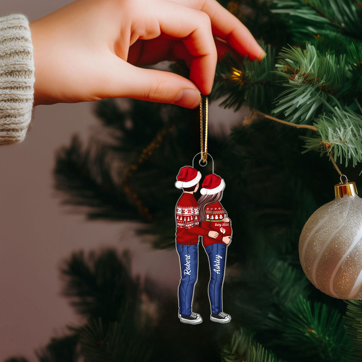 Personalized Expecting Family Christmas Ornament – We're Expecting Baby Ornament, Custom Pregnancy Keepsake, Pregnant Couple Holiday Decoration
