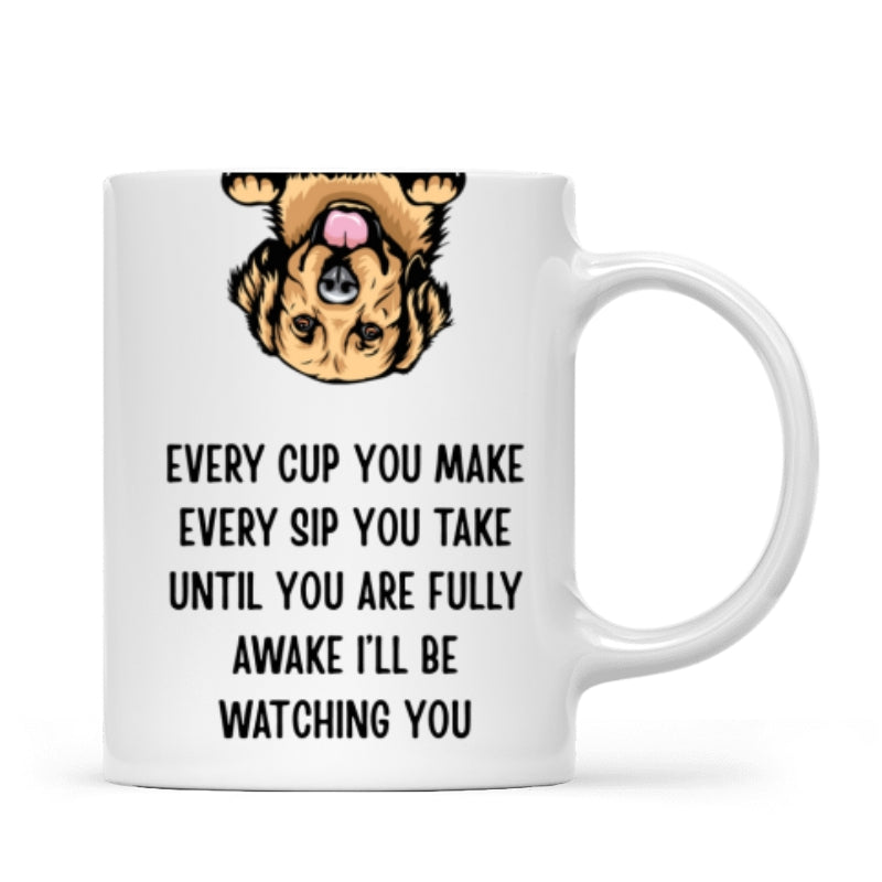 I‘ll Be Watching You Upside Down Peeking Dog Personalized Mug