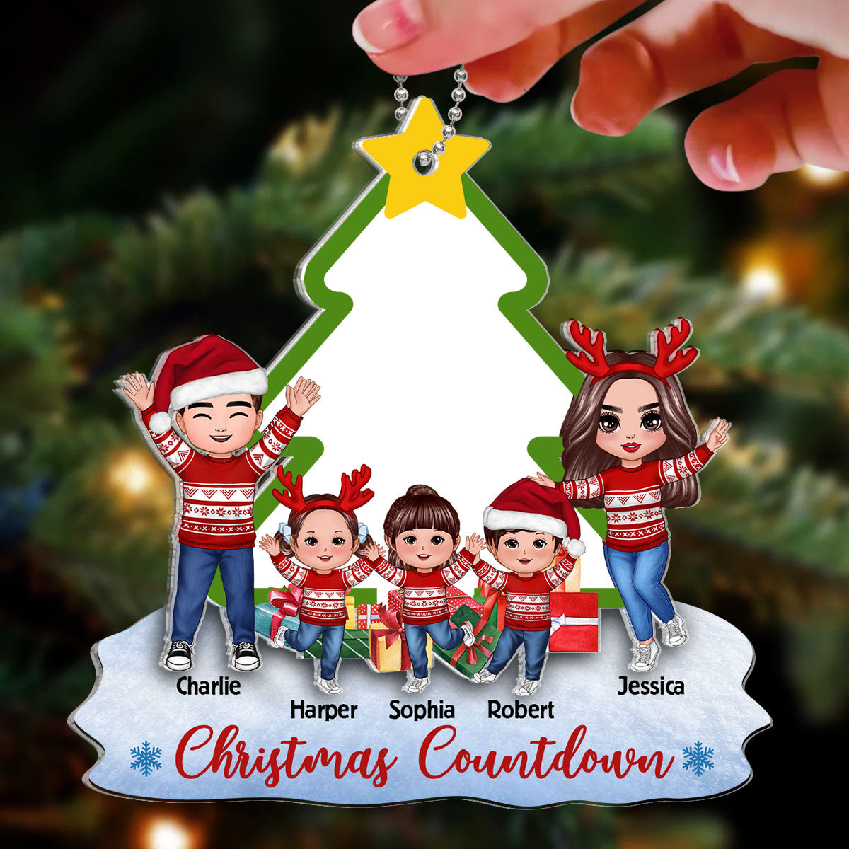 Family Countdown To Christmas Personalized 2-Layer Acrylic Ornament