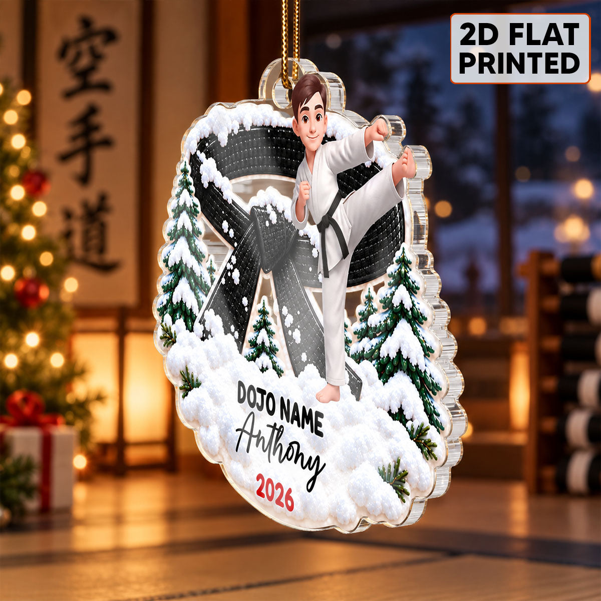 Karate Design For Boy Girl - Personalized Acrylic Ornament - Christmas Gift For Karateka Grandkids