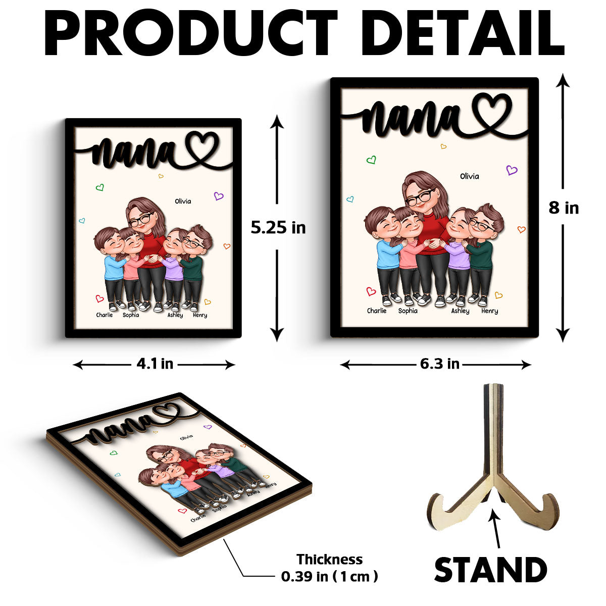 Grandma & Grandkids Hugging Gift For Grandma Mom Personalized 2-Layer Wooden Plaque