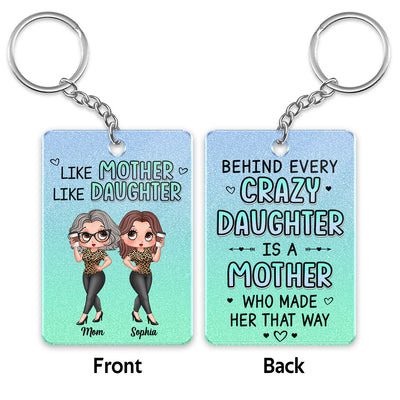 Green & Blue Like Mother Like Daughter Pretty Sassy Personalized Acrylic Keychain