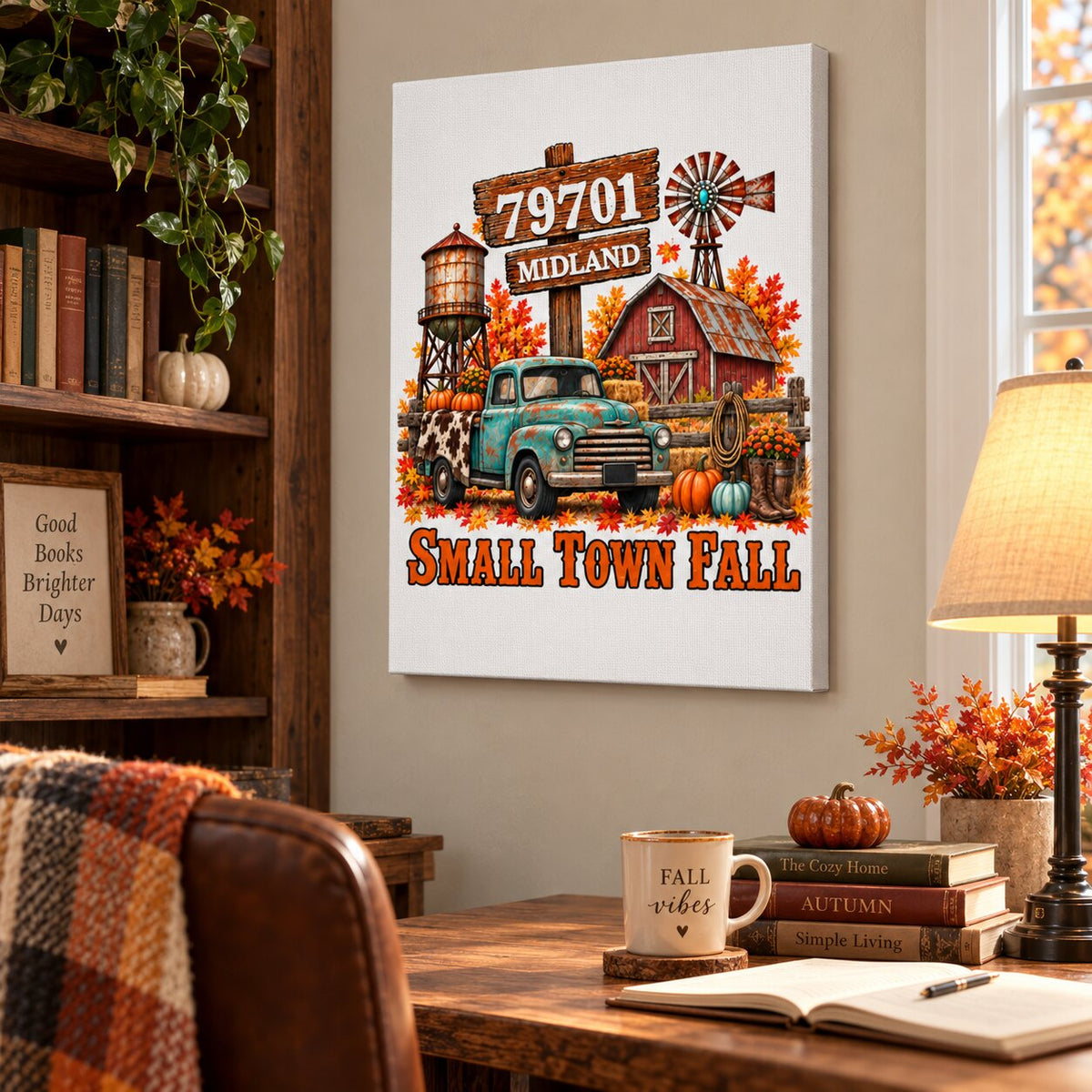 Small Town Fall Western Zip Code - Personalized Canvas