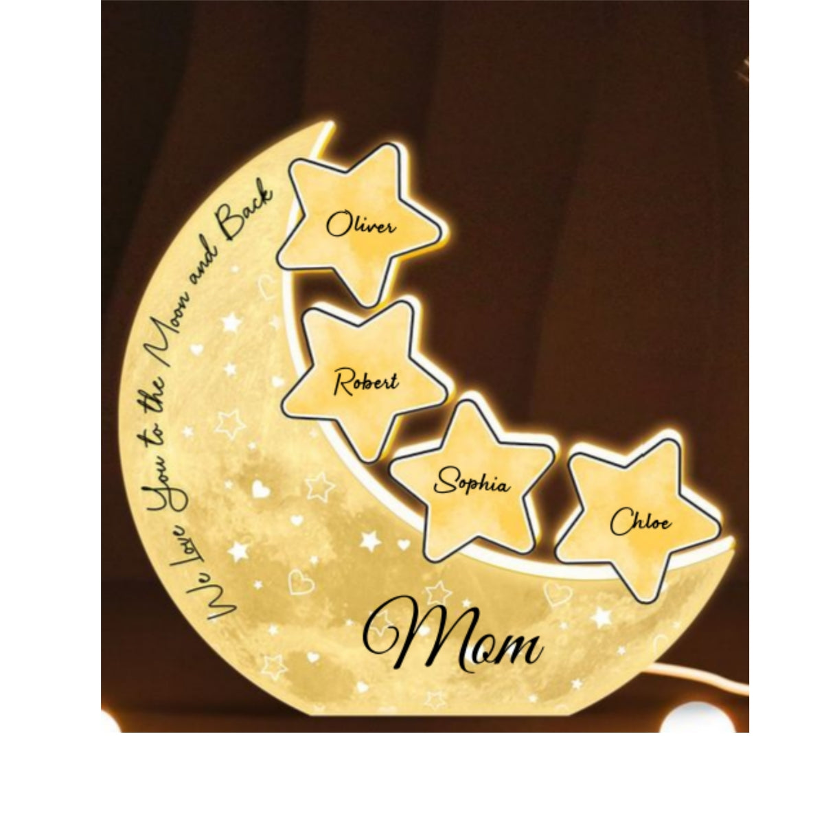 Grandma Mom Moon Stars Personalized Light Box, Gift for Mom, for Grandma, for Her