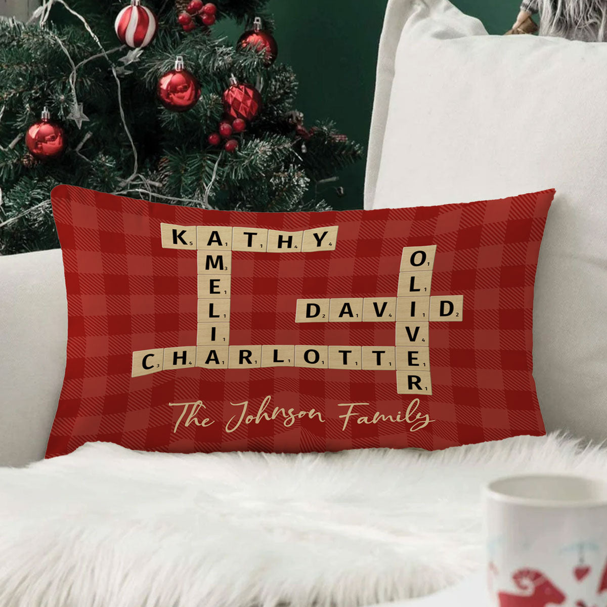 Family Crossword Puzzle Art Family Bond Personalized Rectangle Pillow