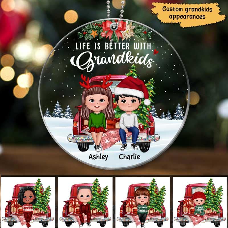 Better With Grandkids On Truck Personalized Acrylic Ornament
