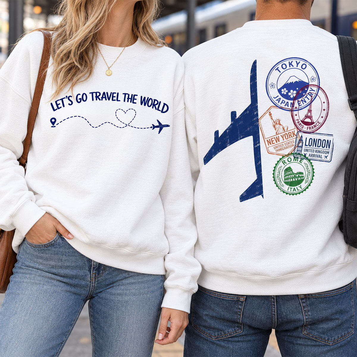 World Travel Passport Stamps - Personalized Shirt - Gift for Travel Lovers & Adventurers