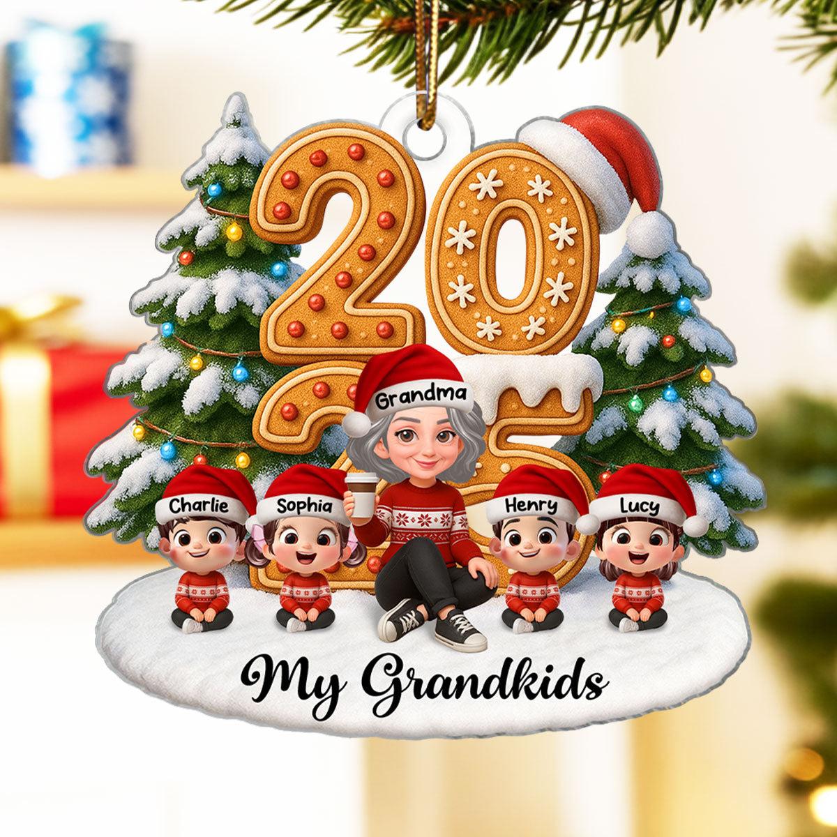 Grandkids Make Life Grand - Personalized Acrylic Ornament - Heartwarming Christmas Gift For Grandma