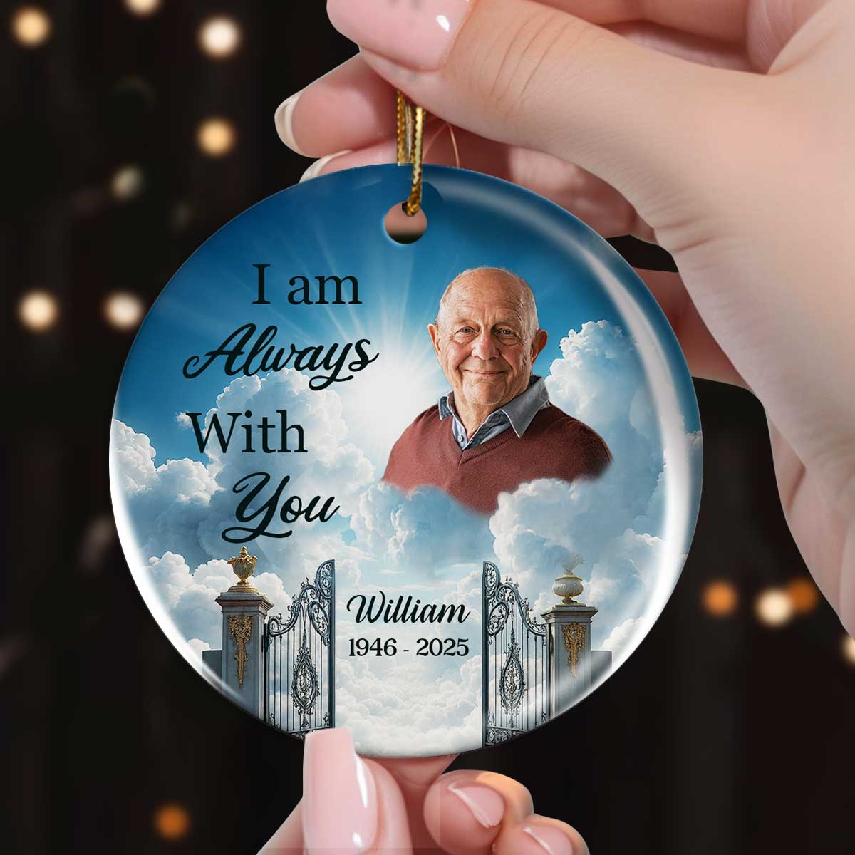 Golden Gate to Heaven Memorial Personalized Ceramic Ornament, Sympathy Remembrance Keepsake