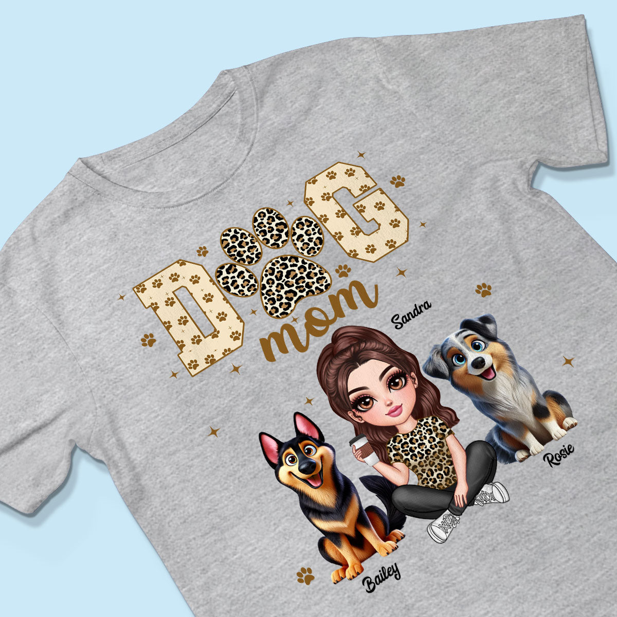 Dog Mom Leopard 3D Cute Dogs Personalized Shirt