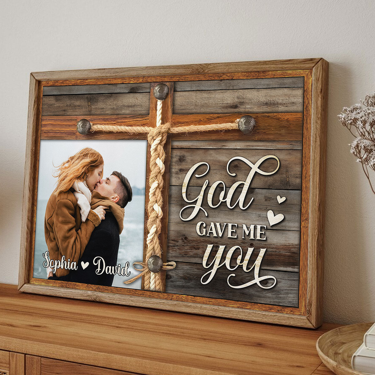God Gave Me You Couple Custom Photo Personalized Poster, Valentine's Day, Anniversary Gift For Him or Her