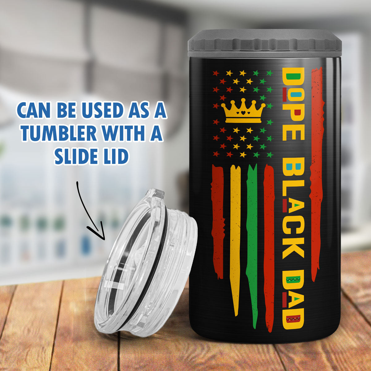 Dope Black Dad Juneteenth Flag Fist Bumps Personalized 4-in-1 Can Cooler