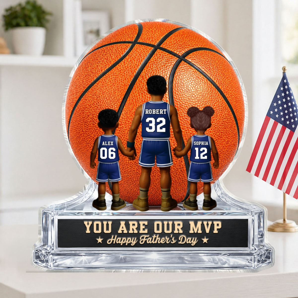 Basketball No 1 Dad Legend You Are Our MVP - Personalized Acrylic Block Plaque - Father's Day Gift For Dad, Husband, Basketball Fans