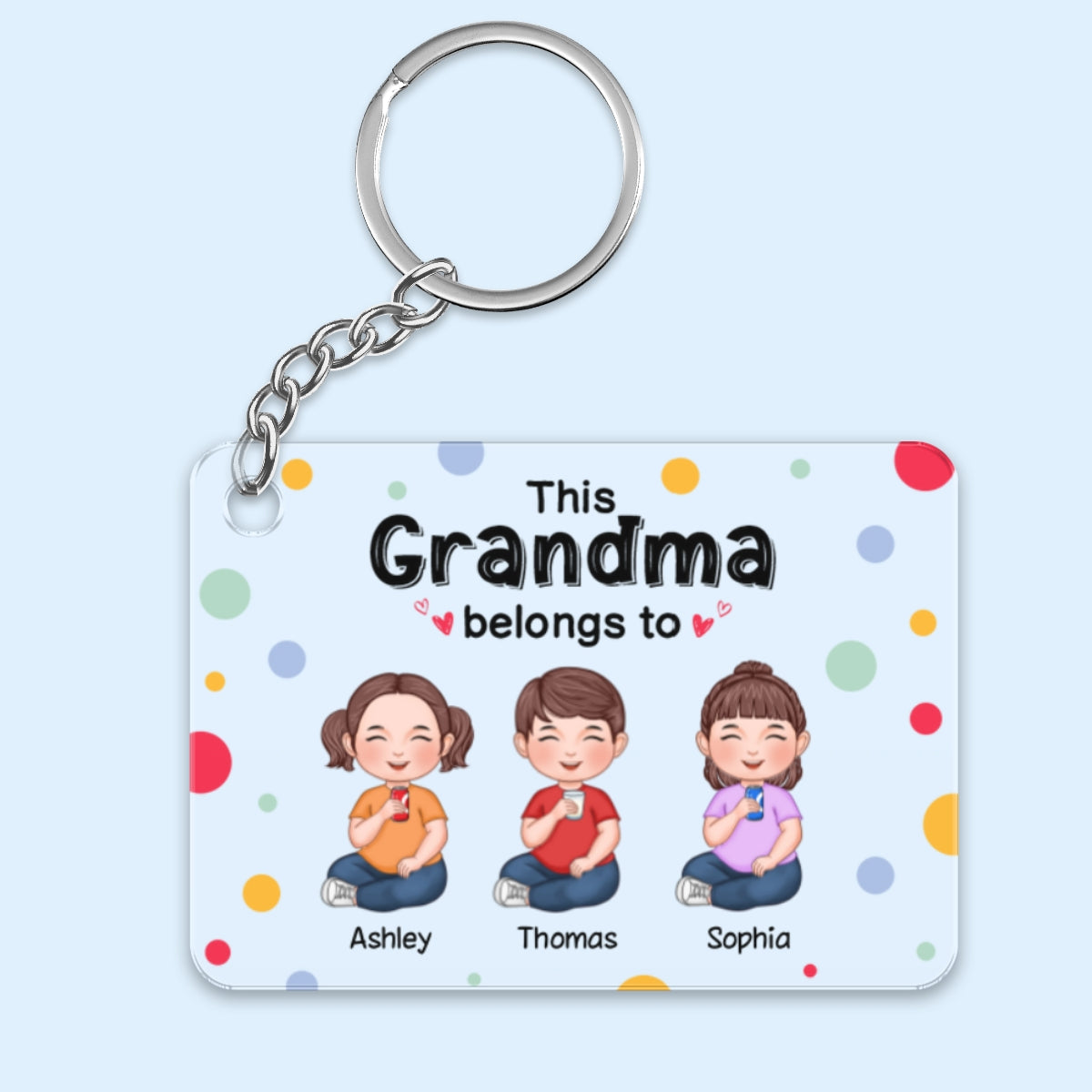 This Grandma Mom Dad Grandpa Belongs To Cute Sitting Doll Kids Personalized Acrylic Keychain