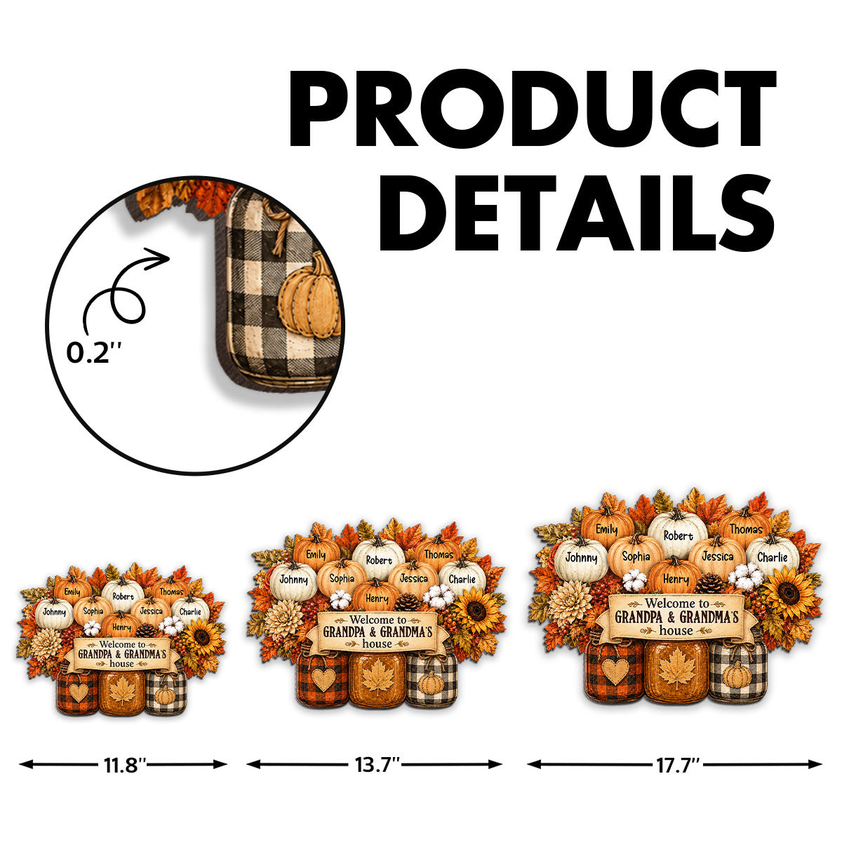 Cozy Warm Fall Season Mason Jars Pumpkins Welcome To Grandma Grandpa House - Personalized Wood Sign - Fall Decoration For Grandparents