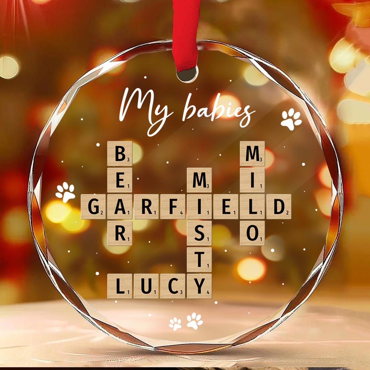 Unique Decor Crossword Puzzle Art - Personalized Glass Ornament