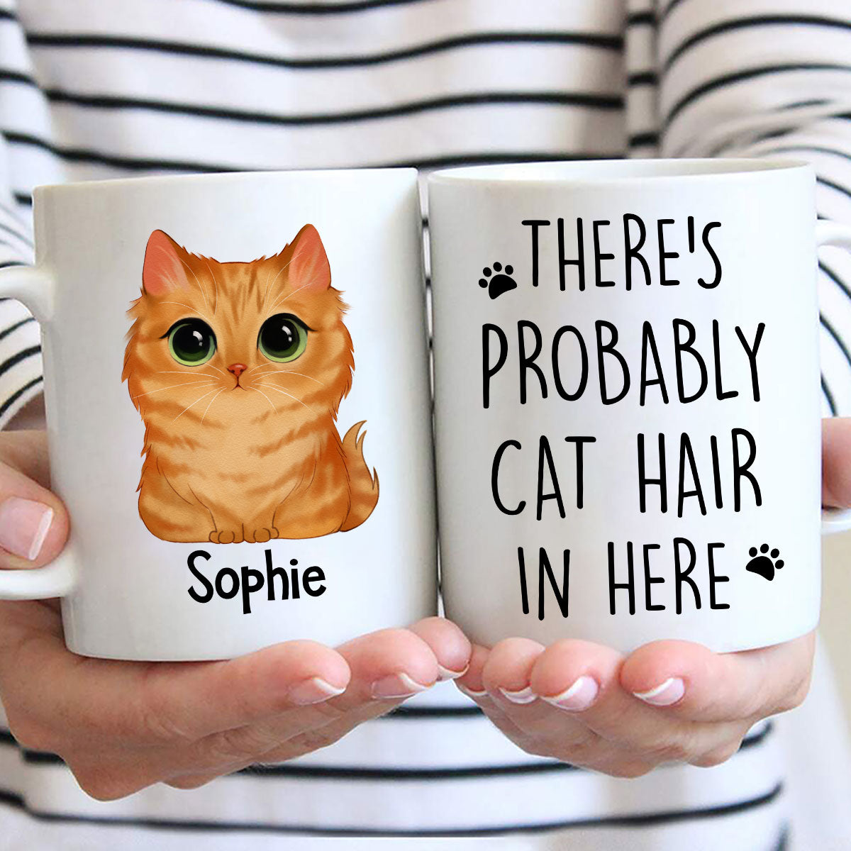 Watercolor Cute Cats There‘s Probably Cat Hair In Here Gift For Cat Lovers Personalized Mug